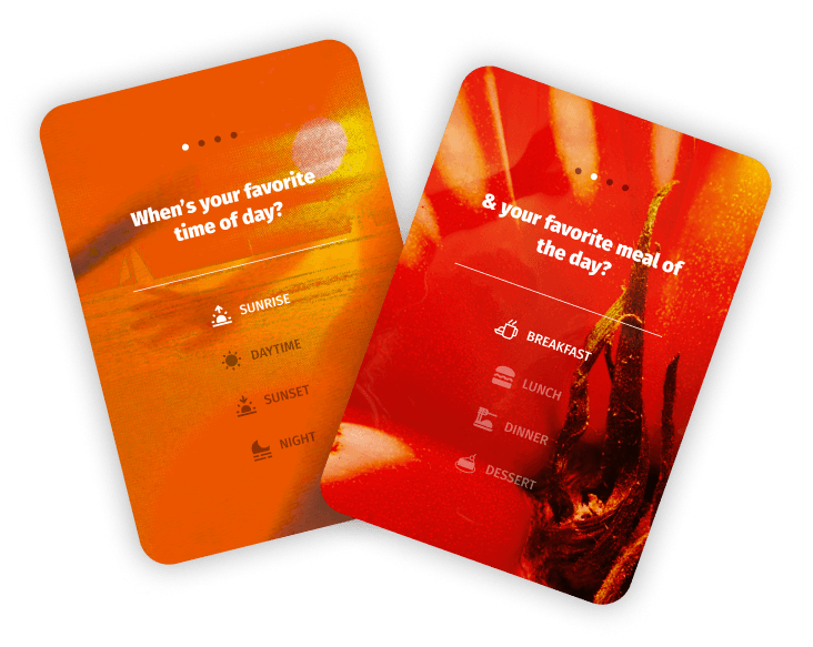 App interface showing favorite time of day question